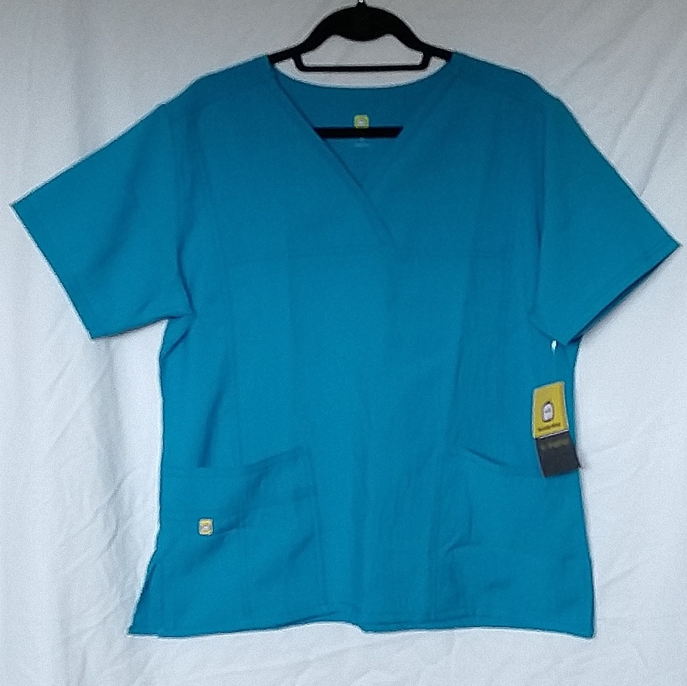 NWT Women's WonderWink L Teal  scrub top